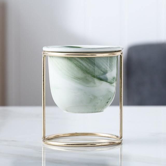 Regal Marble Ceramic Planter Green