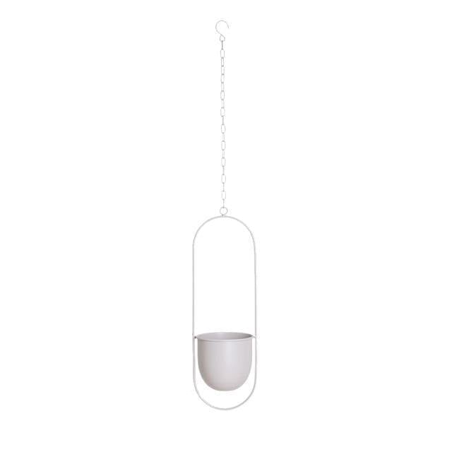 AeroHalo™ - Metal Hanging Planter White Oblong