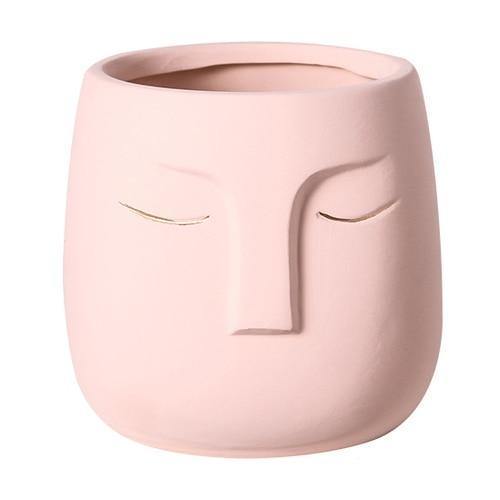 Restful Gaze Abstract Face Planter Pink