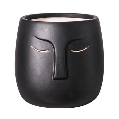 Restful Gaze Abstract Face Planter Black