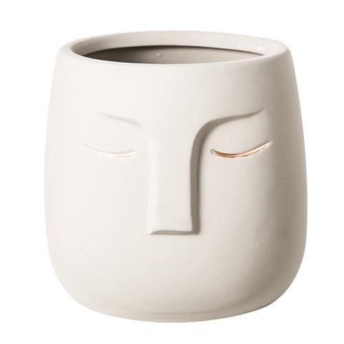 Restful Gaze Abstract Face Planter White