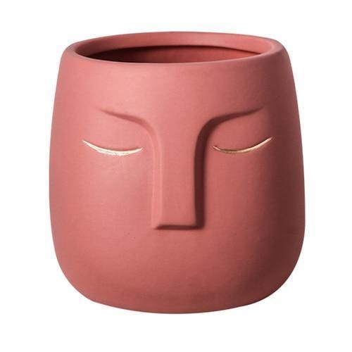 Restful Gaze Abstract Face Planter Red