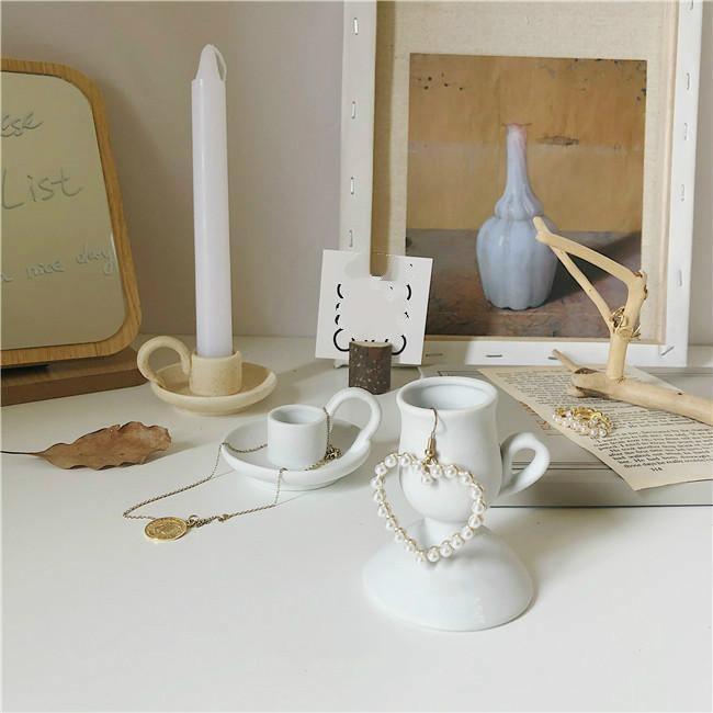 No Slip Classic Taper Candle Holders Ivory Tall