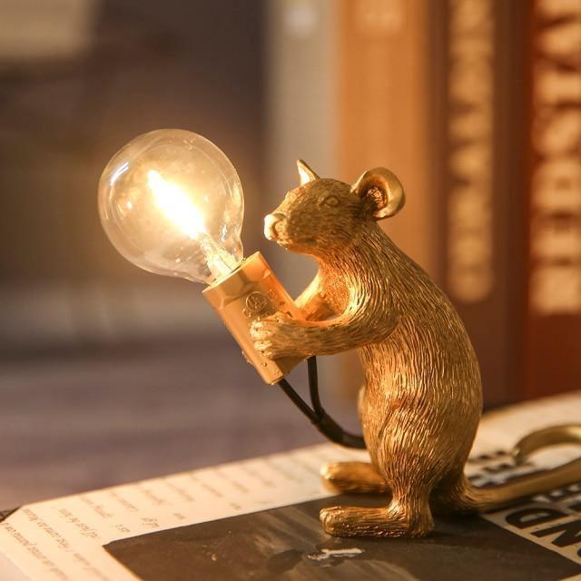 The Mice Lamp Gold Sitting