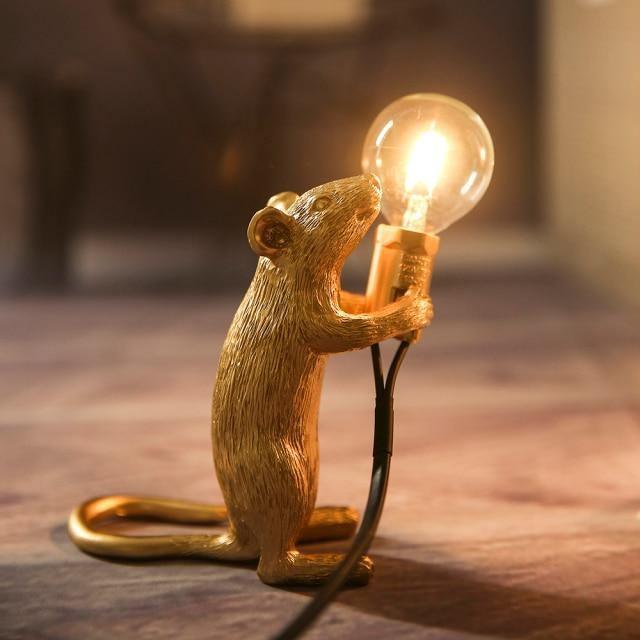 The Mice Lamp Gold Standing