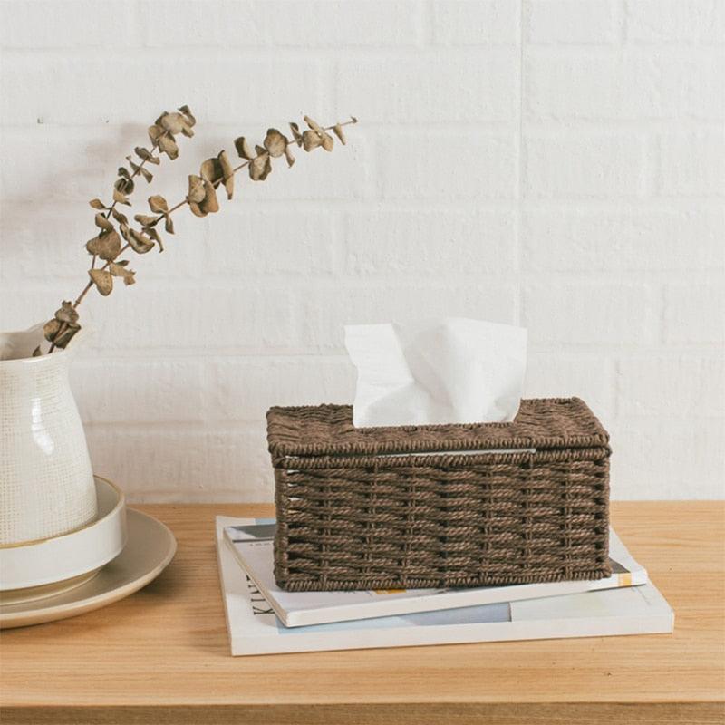 Wicker Tissue Holder SaddleBrown