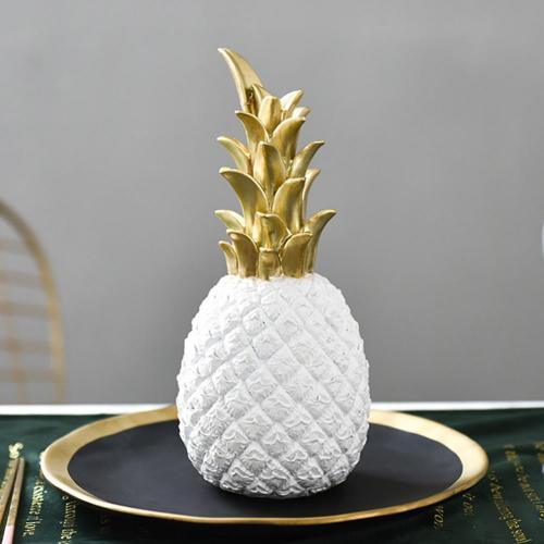 Shiny Pineapple Accent Decoration White