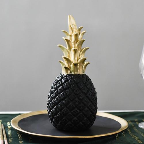 Shiny Pineapple Accent Decoration Black