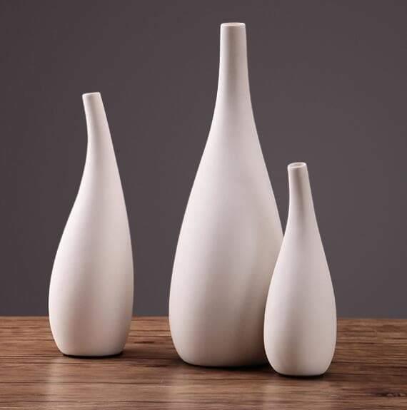 White Porcelain Vase with Water Drop Design Set of three
