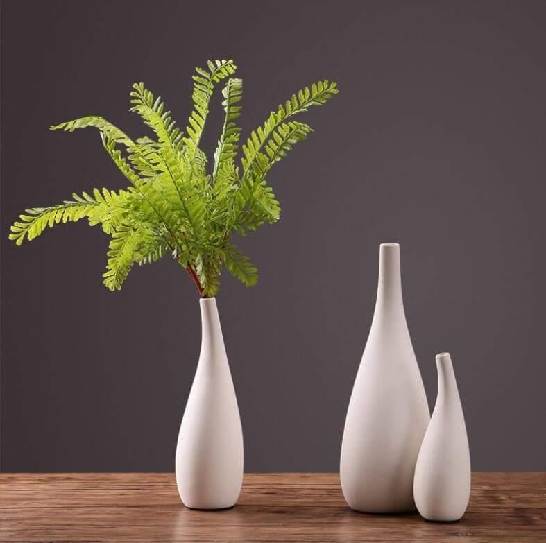 White Porcelain Vase with Water Drop Design