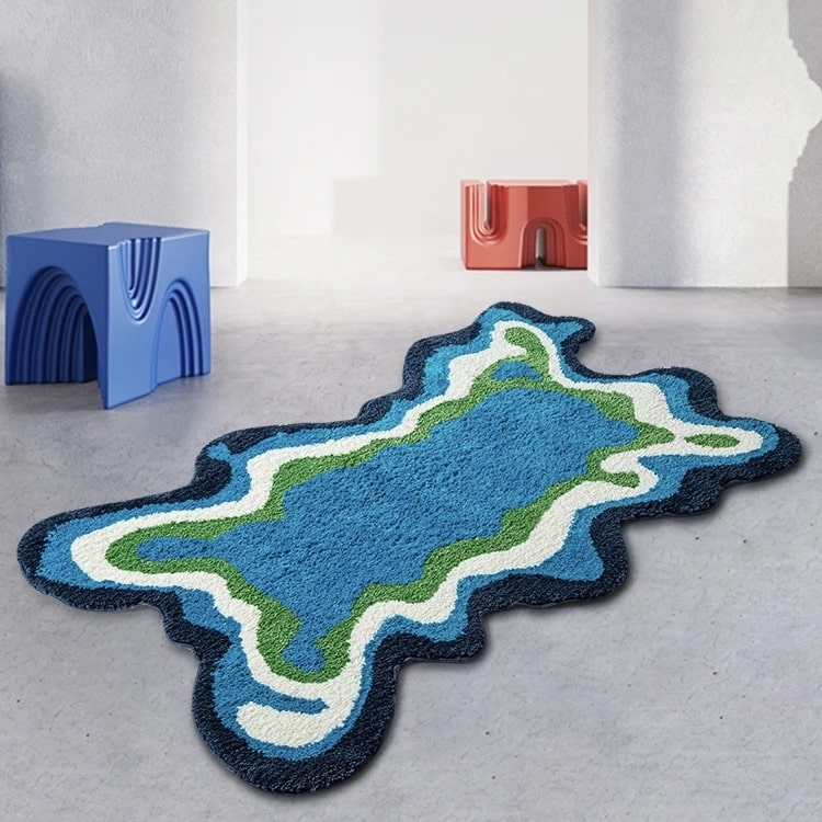 Groovy Tufted Rug Blue