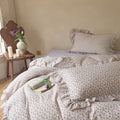 Purple Floral Duvet Cover Set – Cotton Muslin with Ruffles