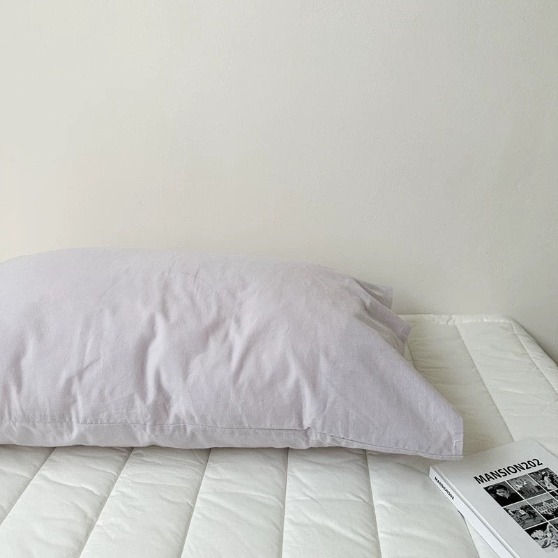 White Striped and Lavender Pillowcase