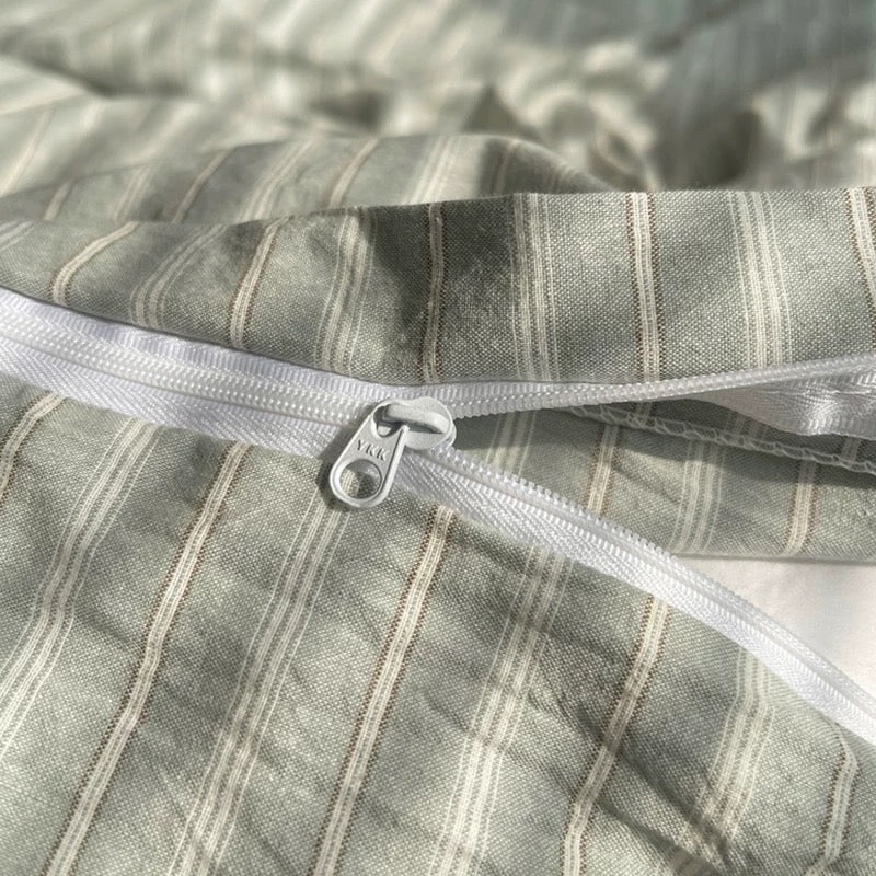 Grey Minimalist Striped Duvet Cover Set