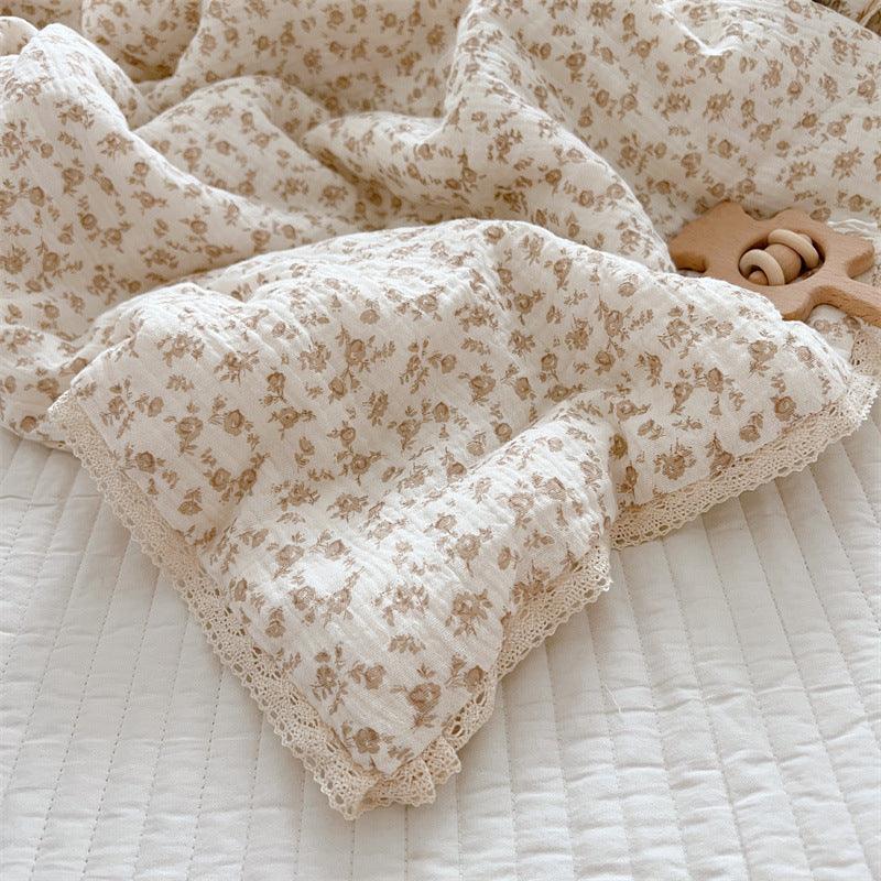 Camellia Floral Baby Crib Quilt – Soft Cotton Gauze Bedding