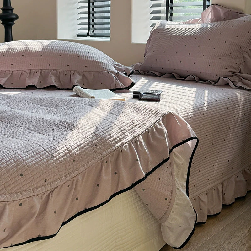 Cotton Quilted Comforter Set – Ruffled All-Season Bedding