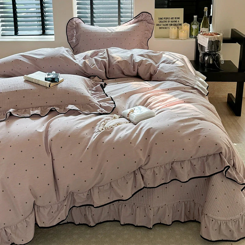 Cotton Quilted Comforter Set – Ruffled All-Season Bedding