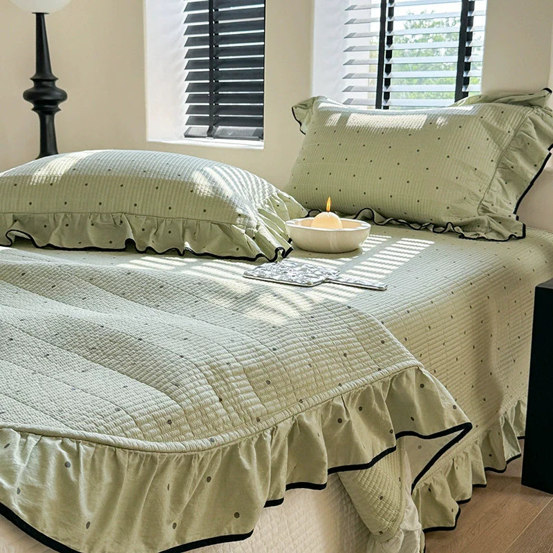 Cotton Quilted Comforter Set – Ruffled All-Season Bedding