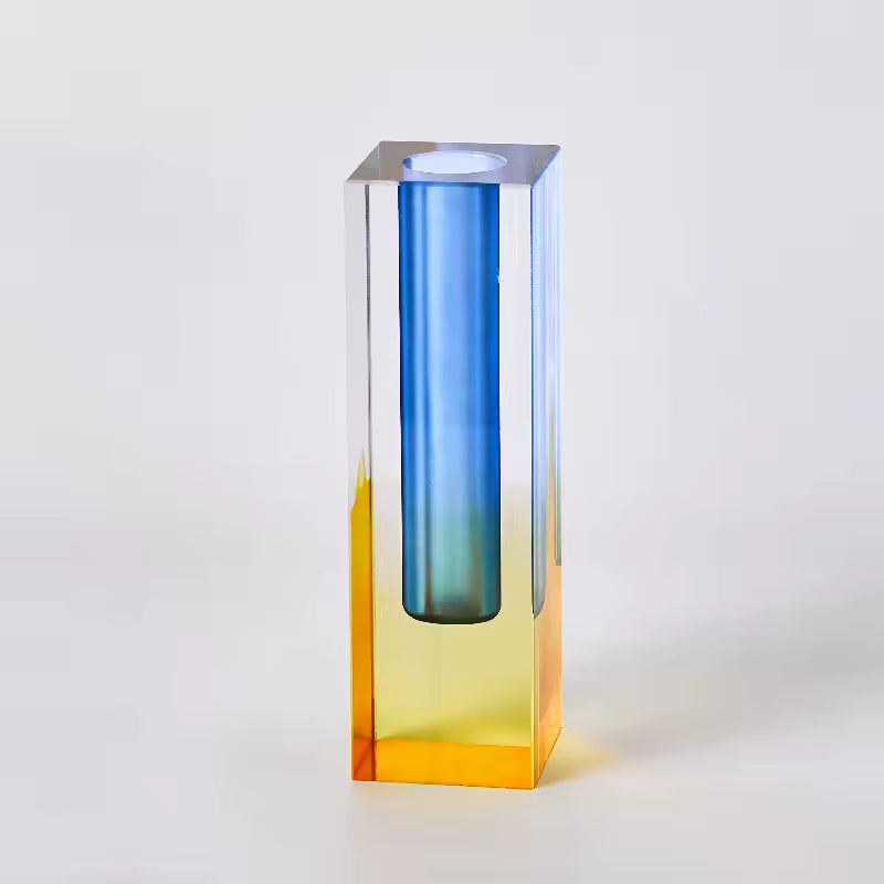 Modern Rainbow Acrylic Bud Vase Yellow & Blue
