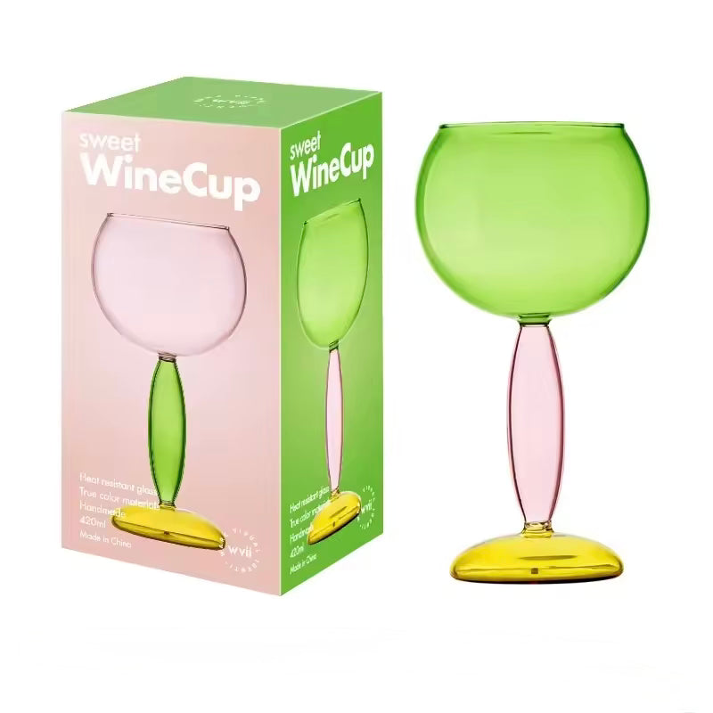 Colored Borosilicate Wine Glasses Burgundy Glass Green