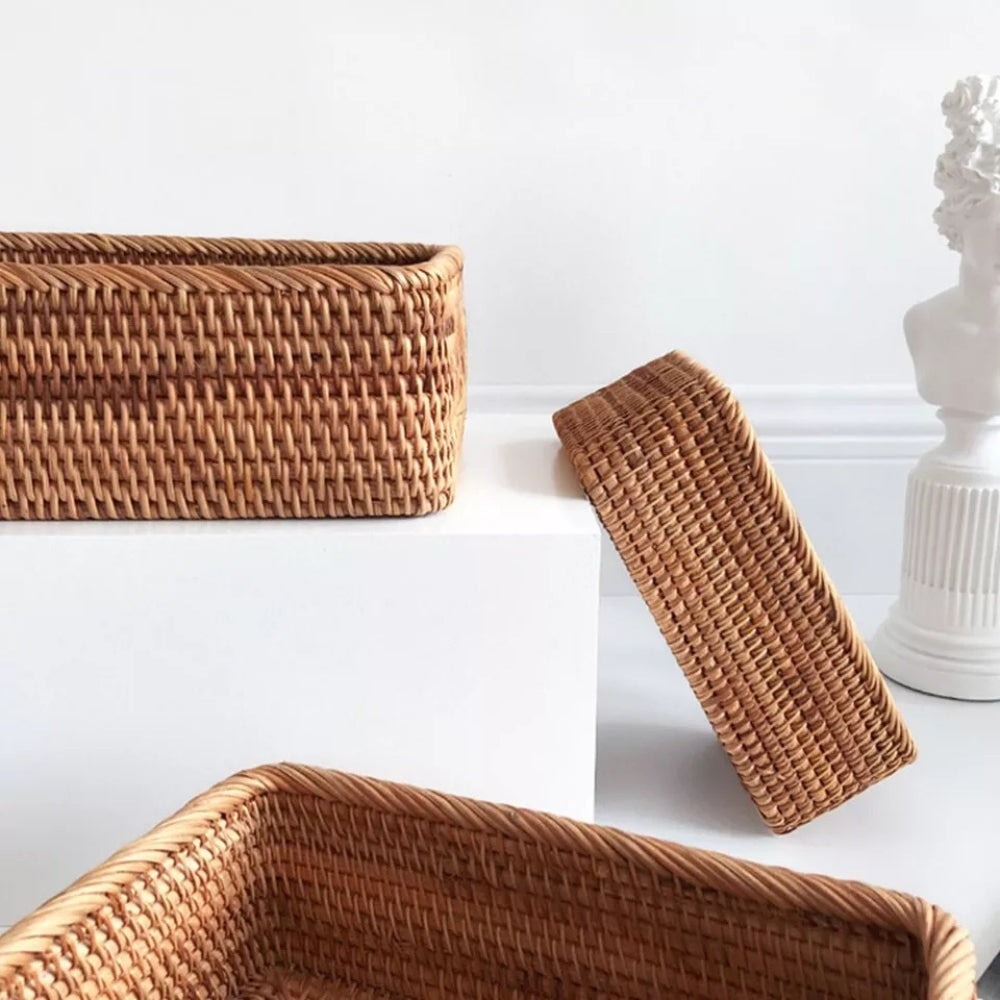 Rattan Storage Basket Organizer