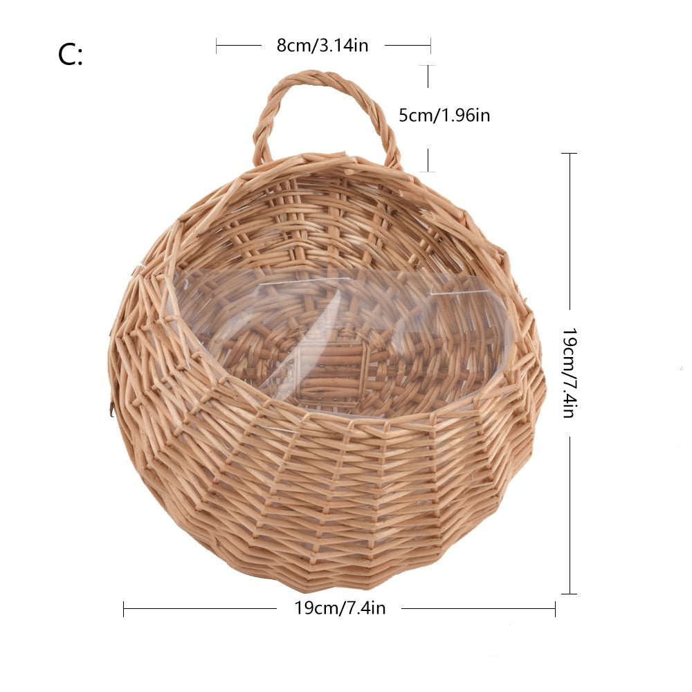Rattan Hanging Wall Planter Light Brown