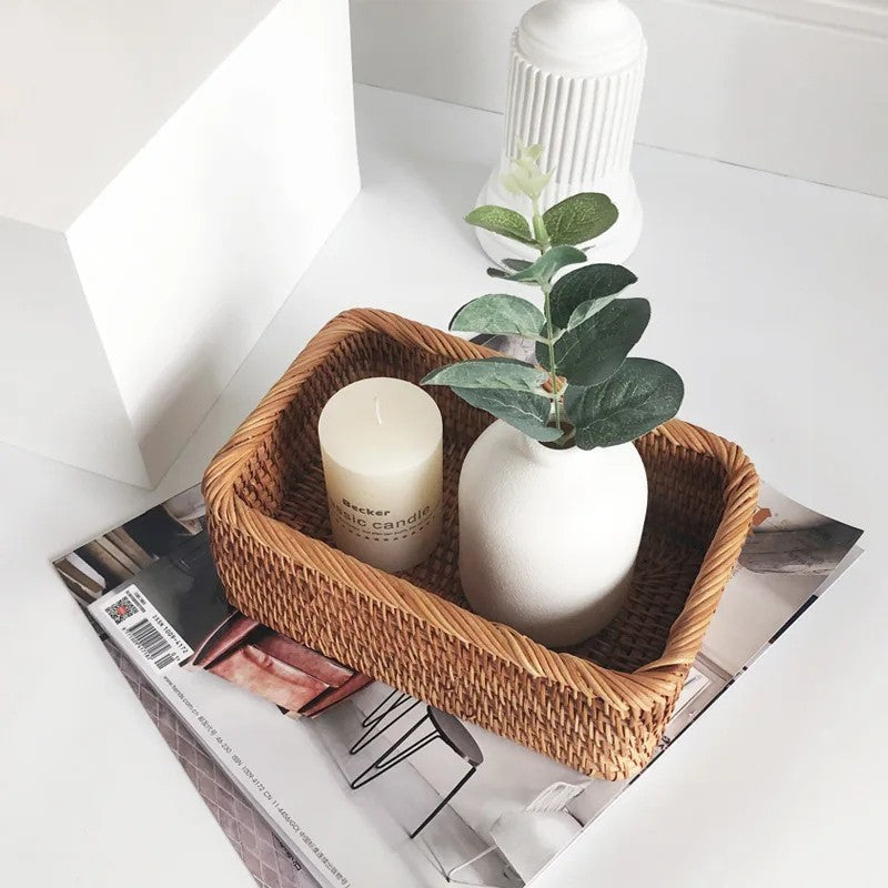Rattan Storage Basket Organizer