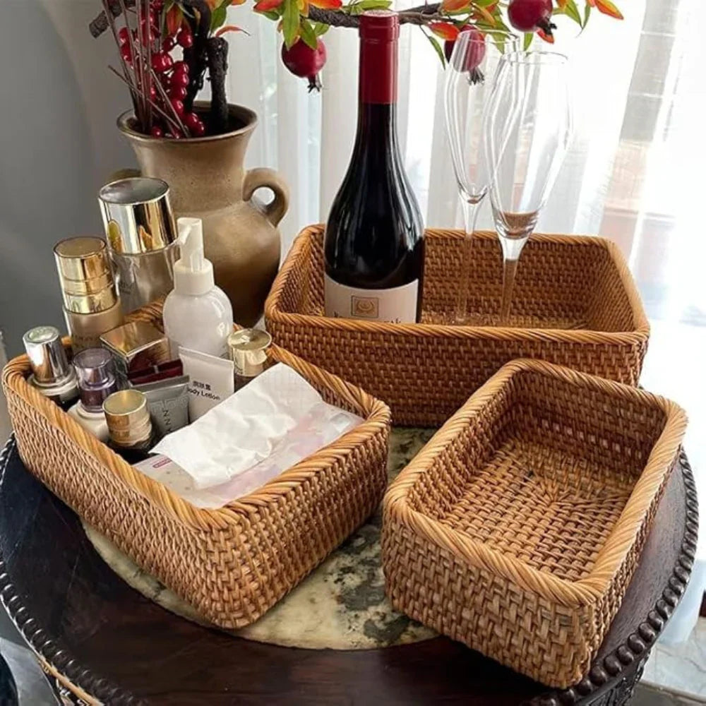 Rattan Storage Basket Organizer
