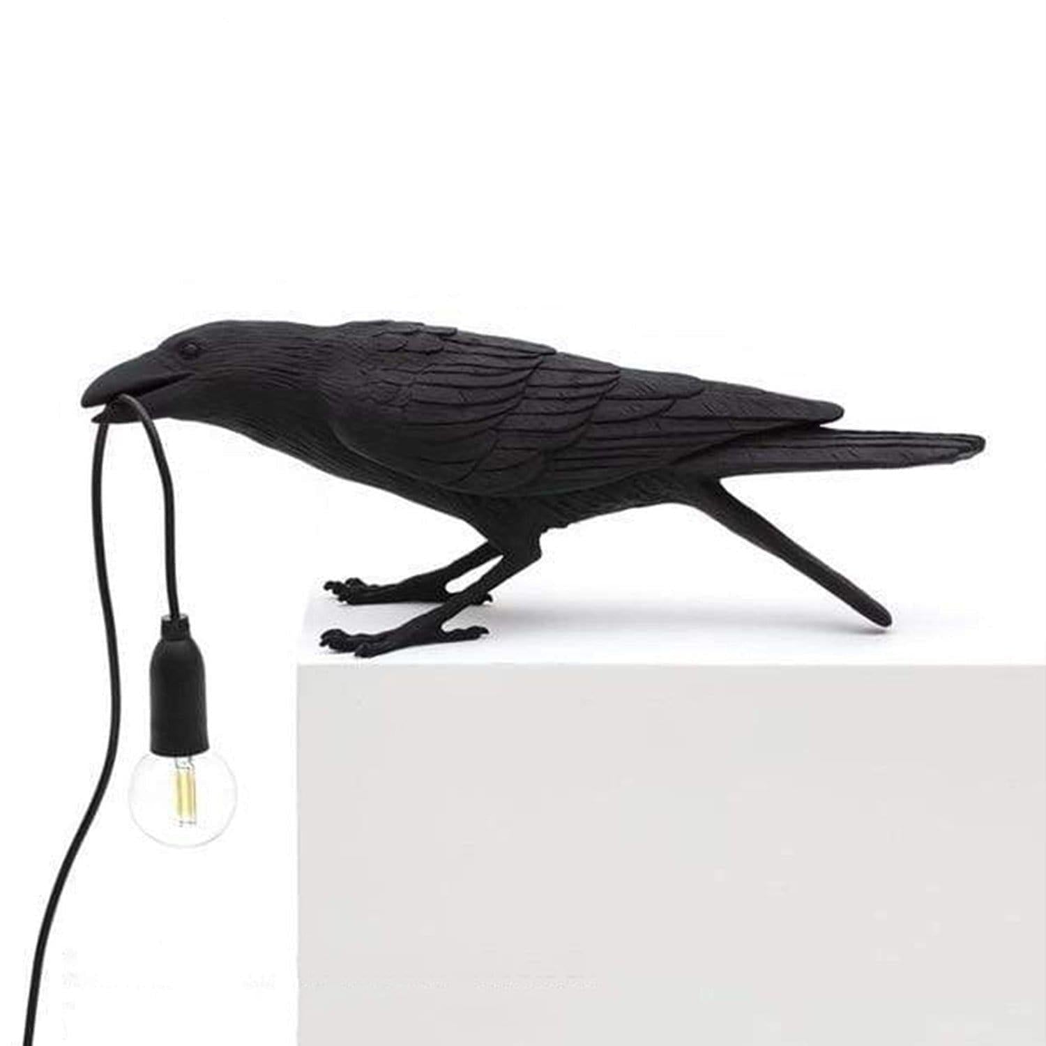 The Raven™ - Bird Lamp Black Sitting
