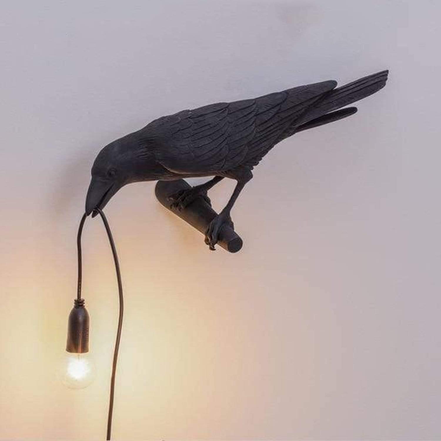 The Raven™ - Bird Lamp Black Wall Left