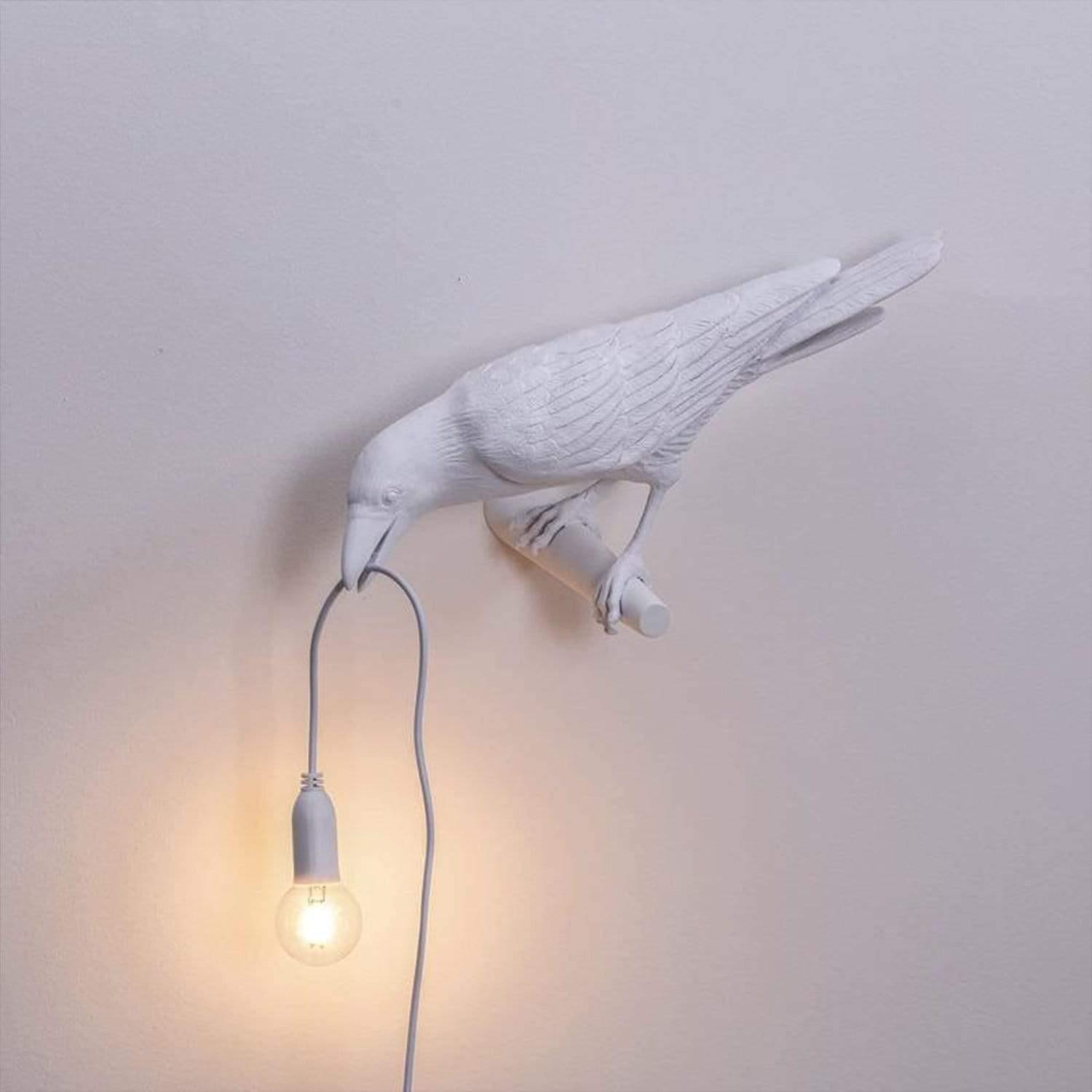 The Raven™ - Bird Lamp White Wall Left