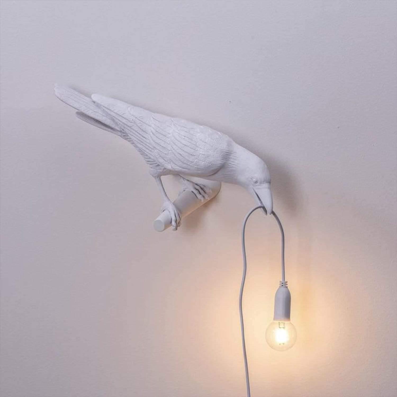 The Raven™ - Bird Lamp White Wall Right