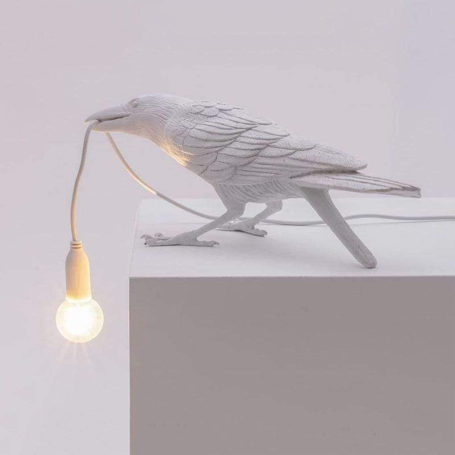 The Raven™ - Bird Lamp White Sitting