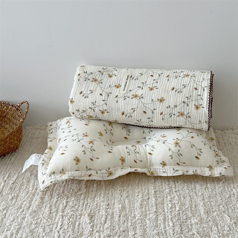 Lilac Floral Muslin Baby Blanket & Pillow Set - 47"×51"