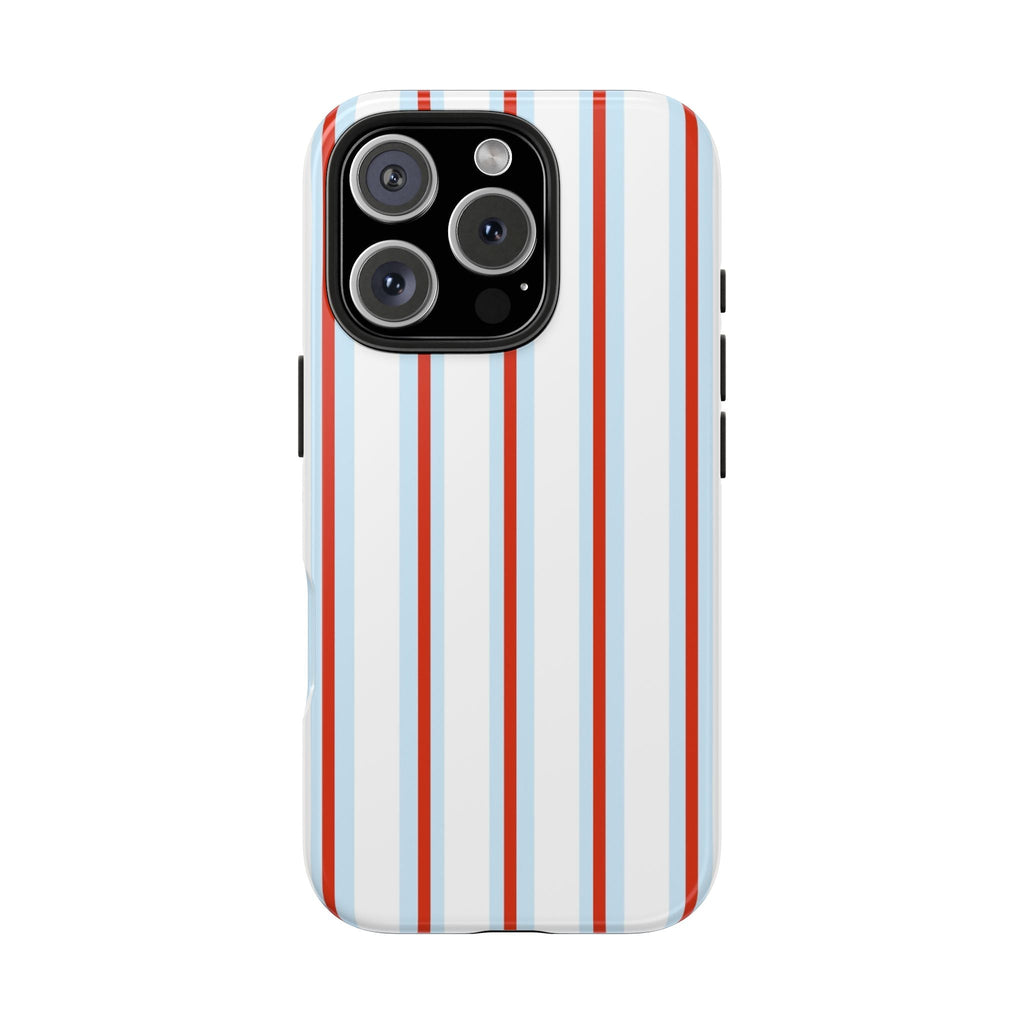 Retro Red & Blue Striped iPhone Case