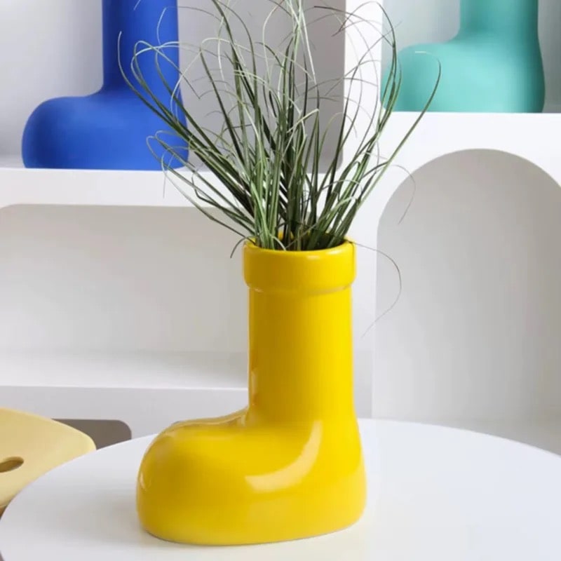 Vase Shoes Galoshes Yellow