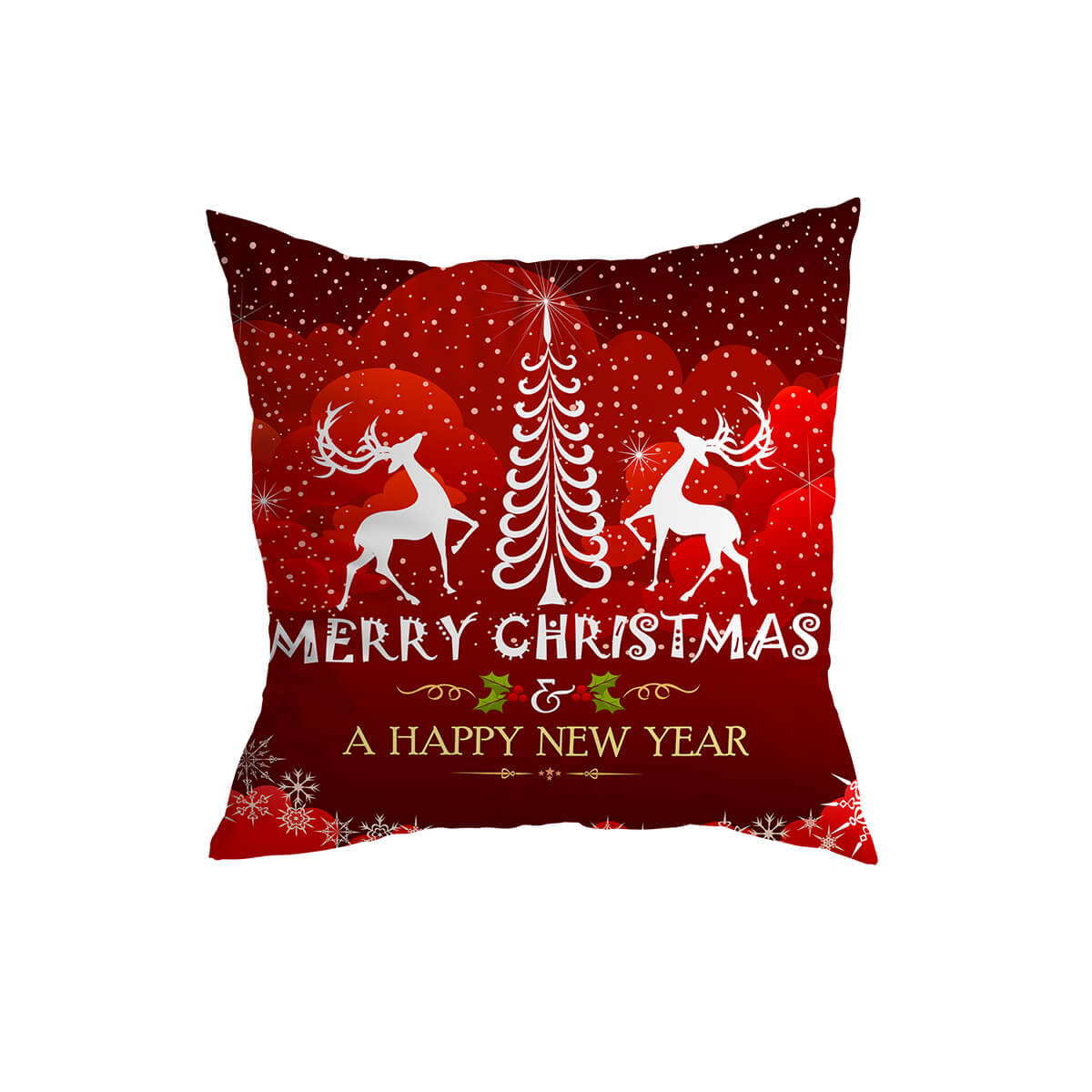 Red Christmas Cushion Covers Sparkling Deer