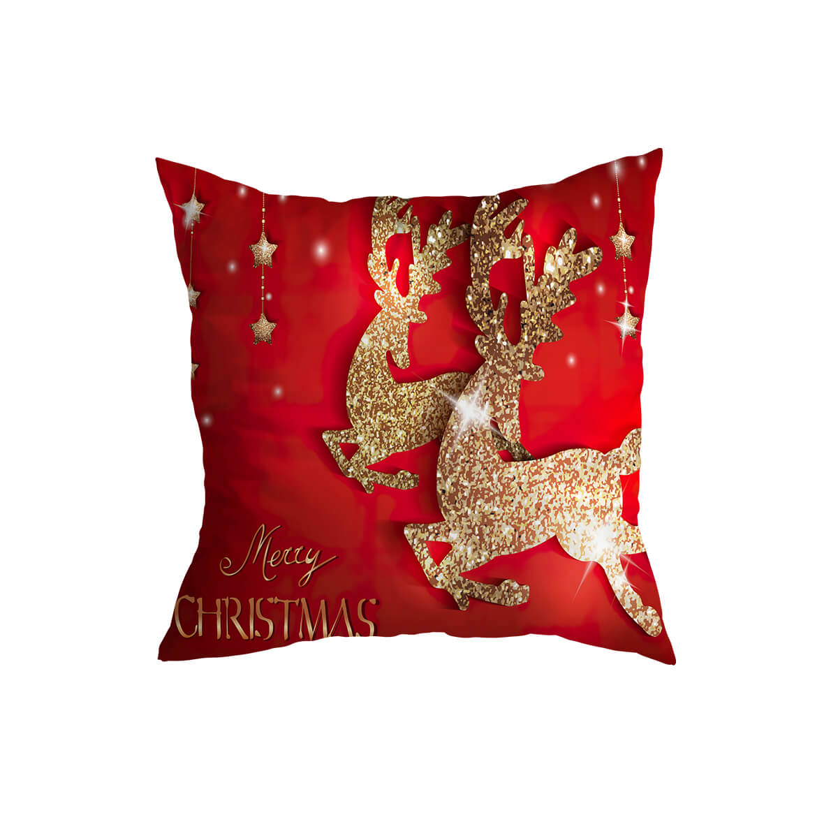 Red Christmas Cushion Covers Gold Deer