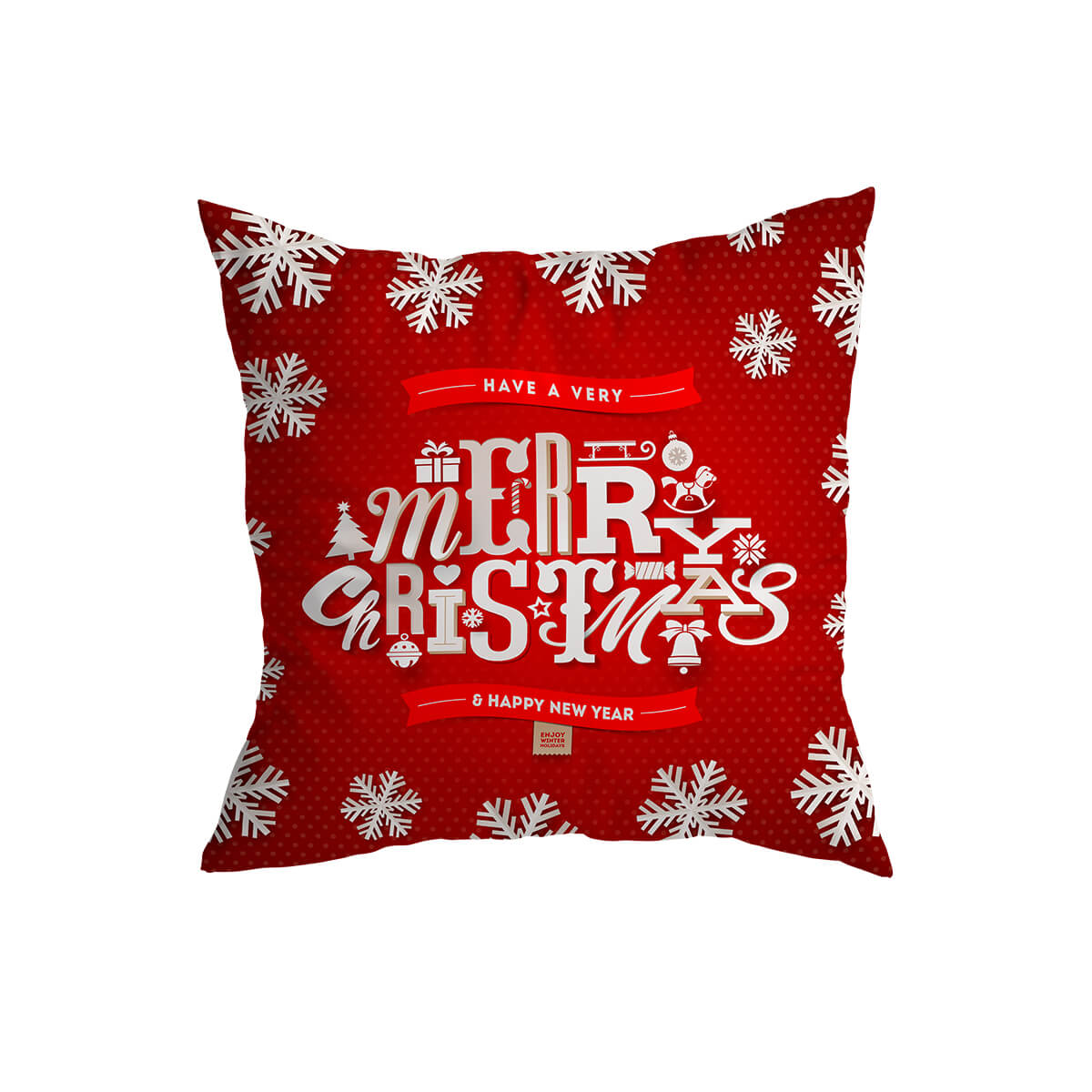 Red Christmas Cushion Covers Holiday Greetings