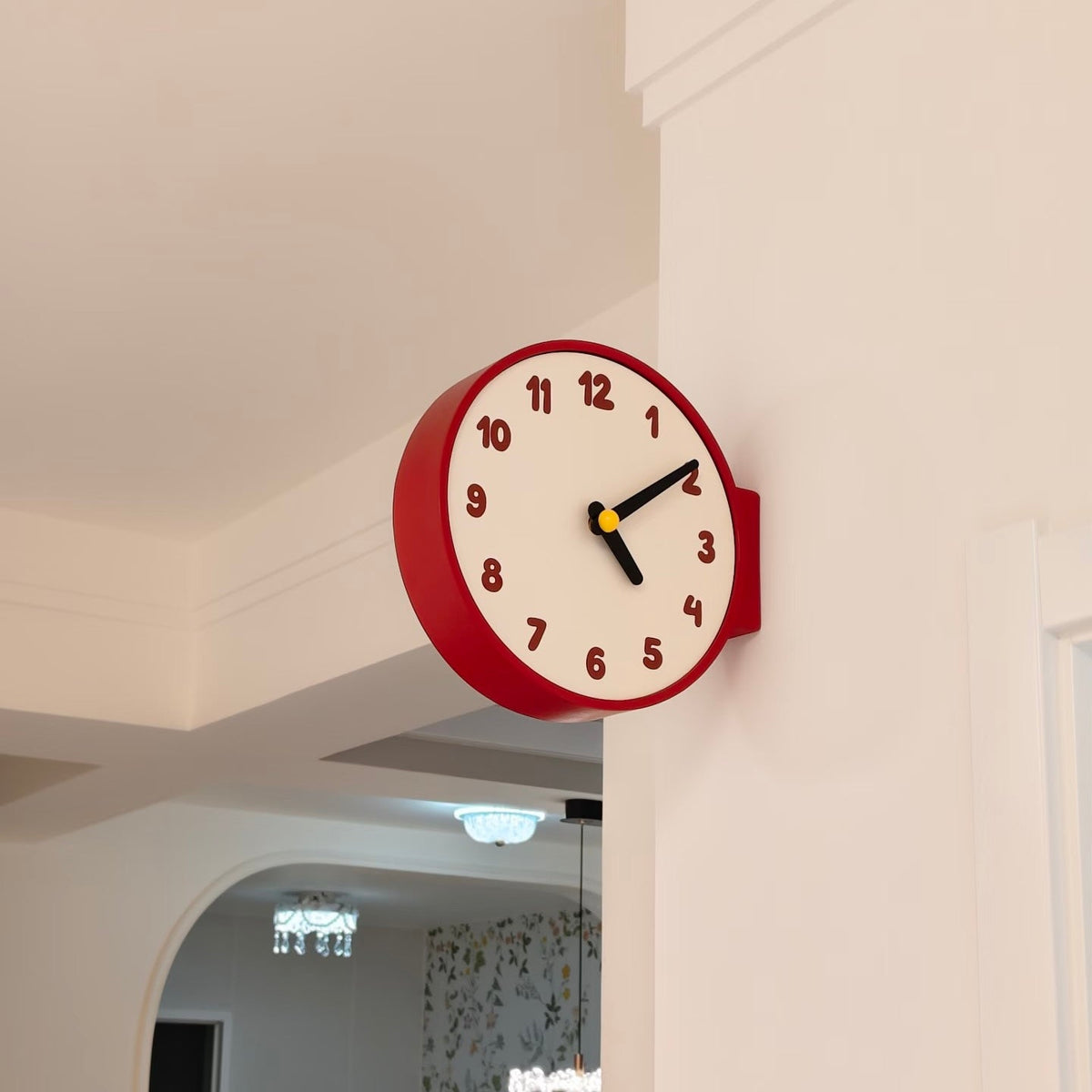 Burgundy Double Sided Corner Wall Clock