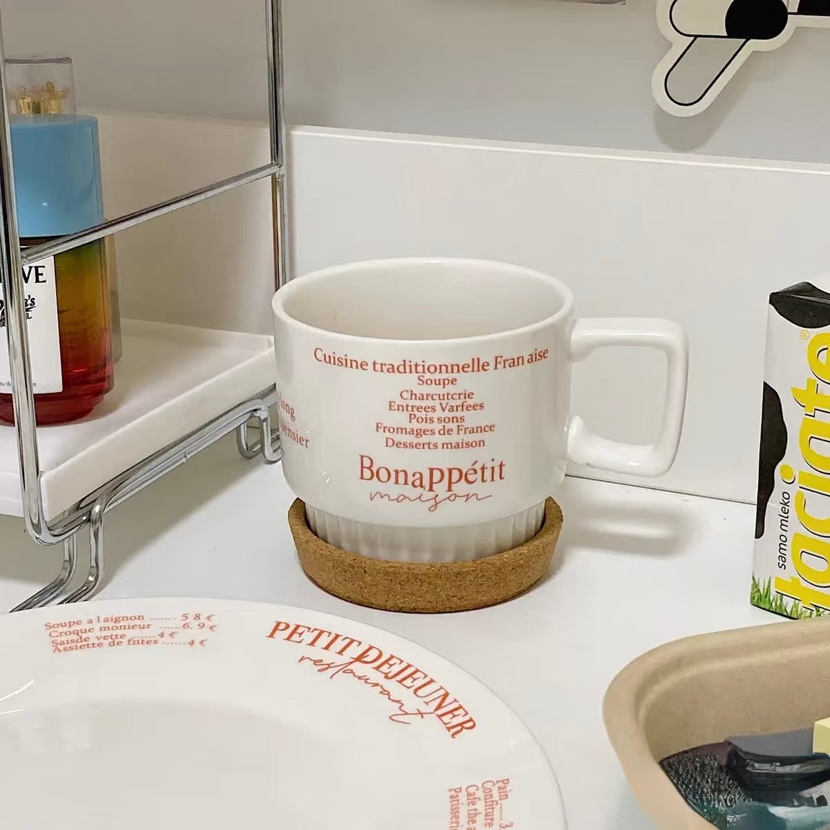 French Coffee Mug & Oval Plate
