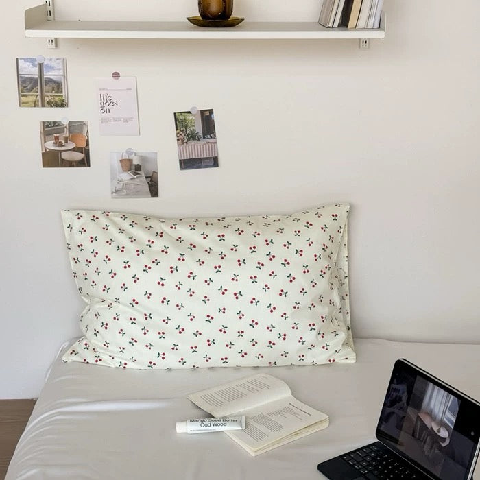 Soft Girl Aesthetic Cotton Pillowcase Cherry