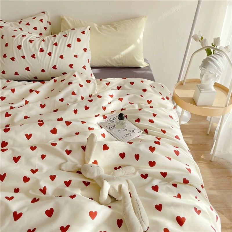 Heart Print Duvet Cover Set