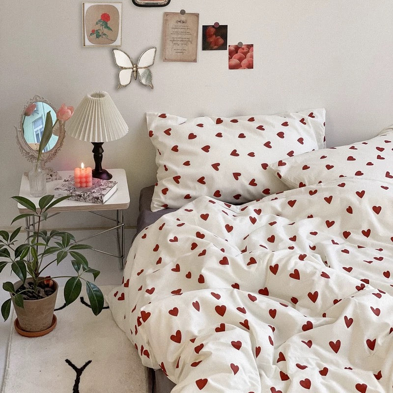 Heart Print Duvet Cover Set