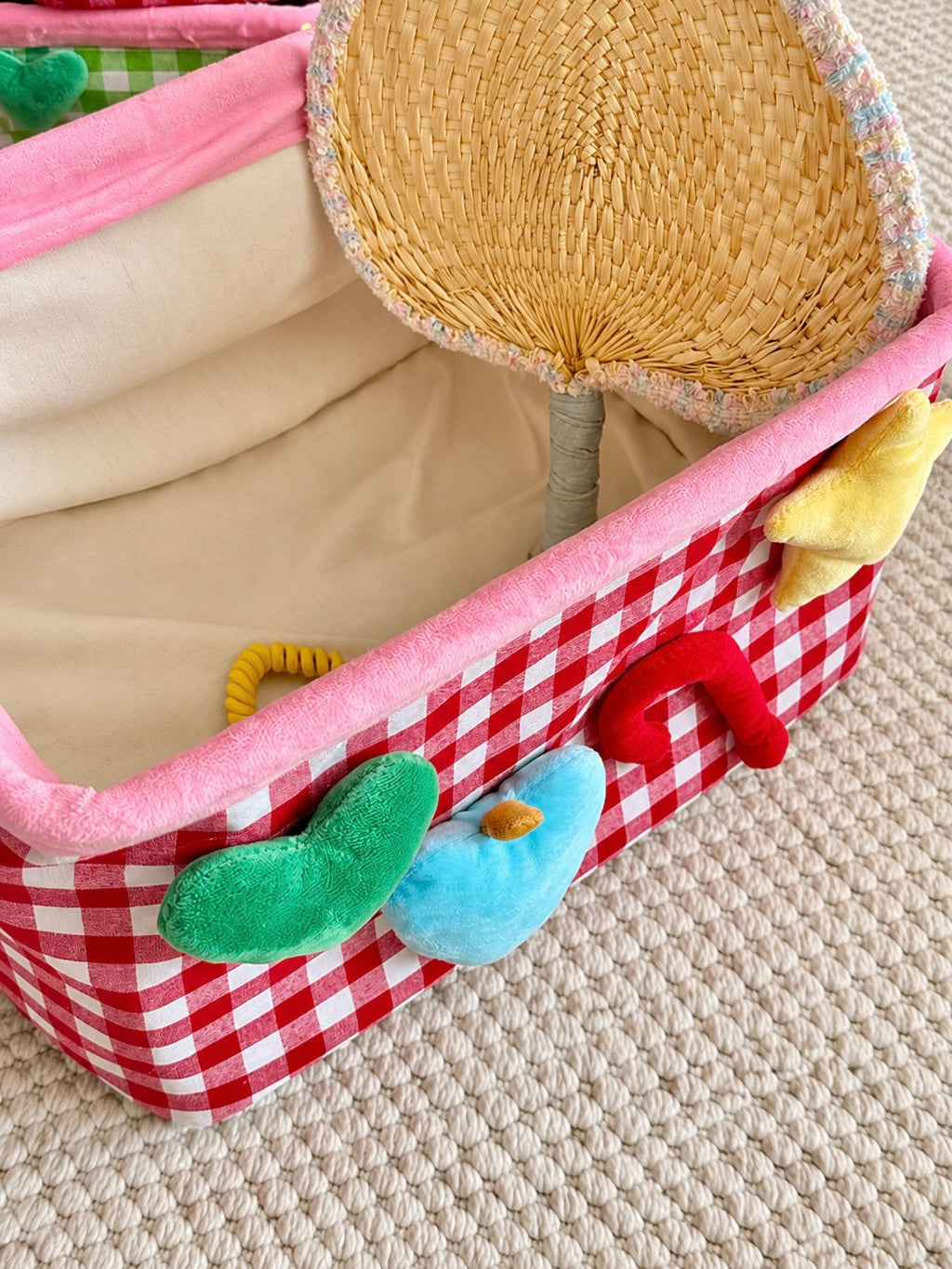 Plush Gingham Storage Basket