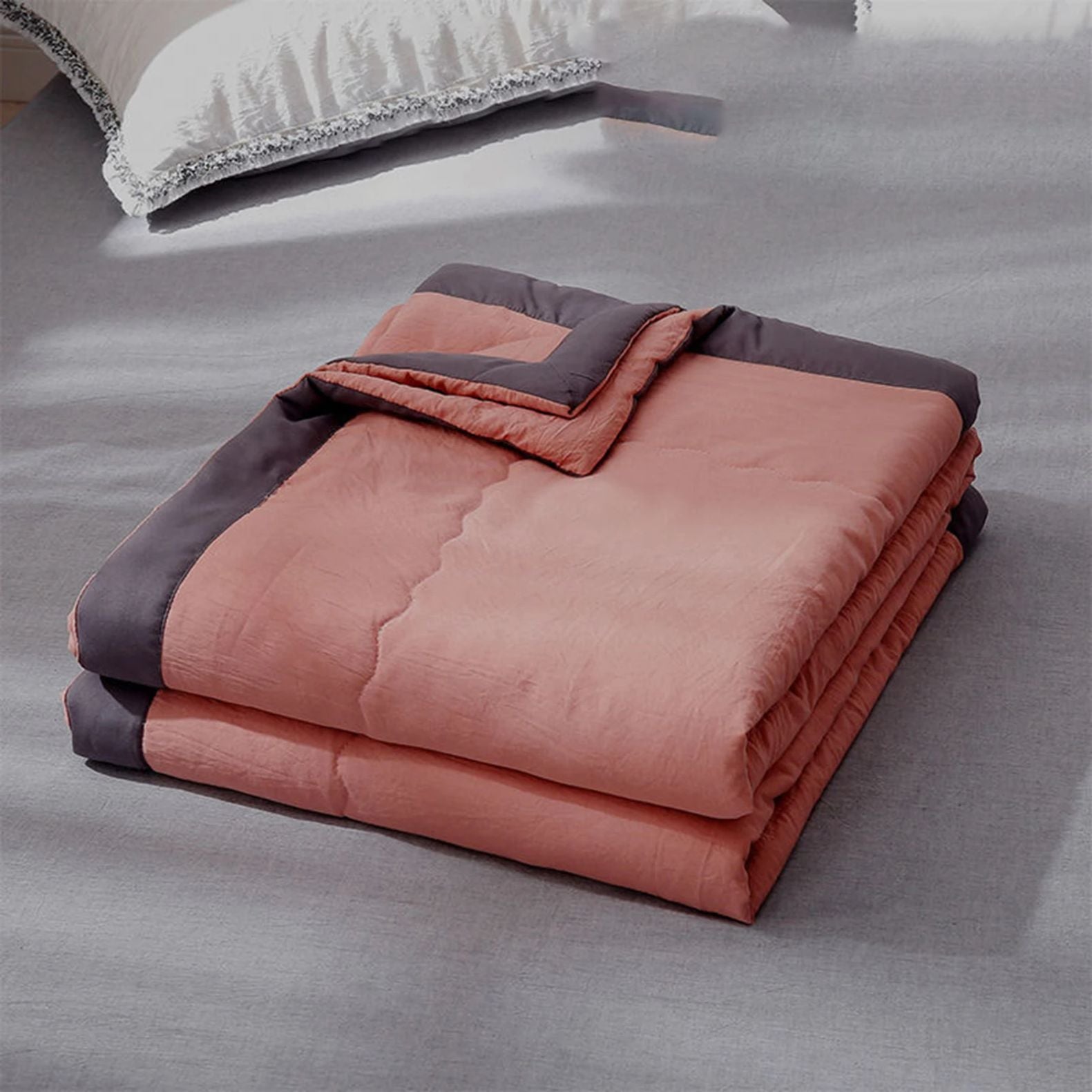 Cotton Quilt Blanket - Solid Color Bedding Red