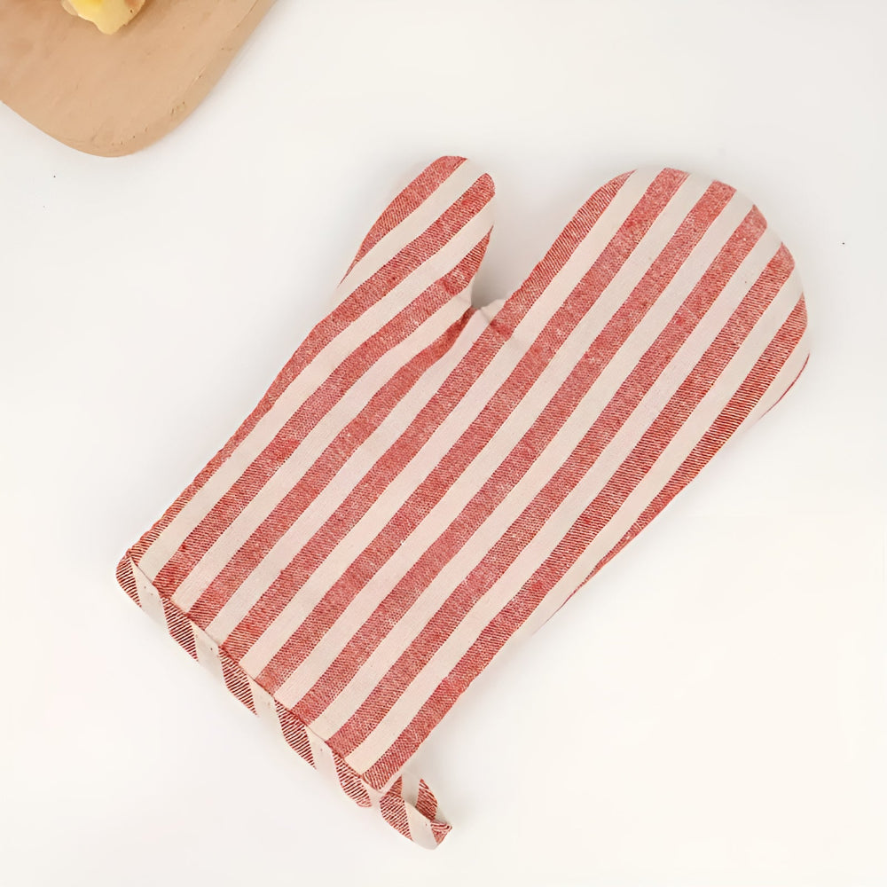 Premium Striped Heat-Resistant Oven Mitt Crimson stripes