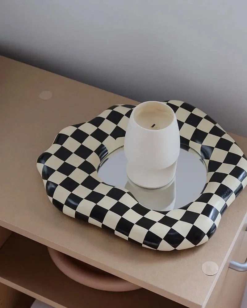 Checkered Resin Tabletop Mirror