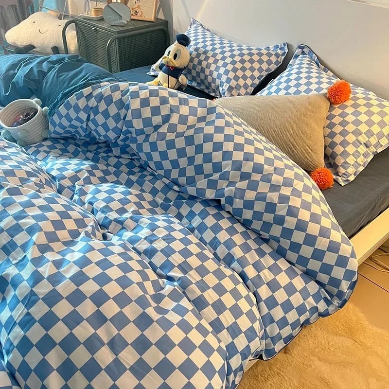 Checkerboard Bedding Set Blue