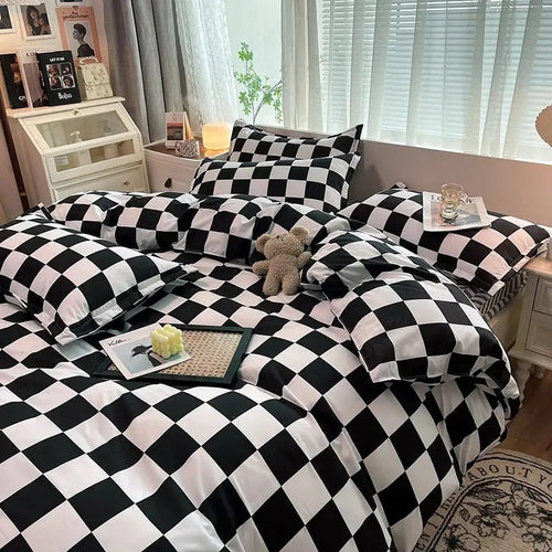 Checkerboard Bedding Set Black